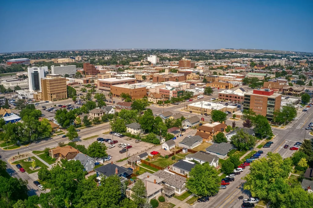 Birds eye view of downtown Rapid City, SD.
